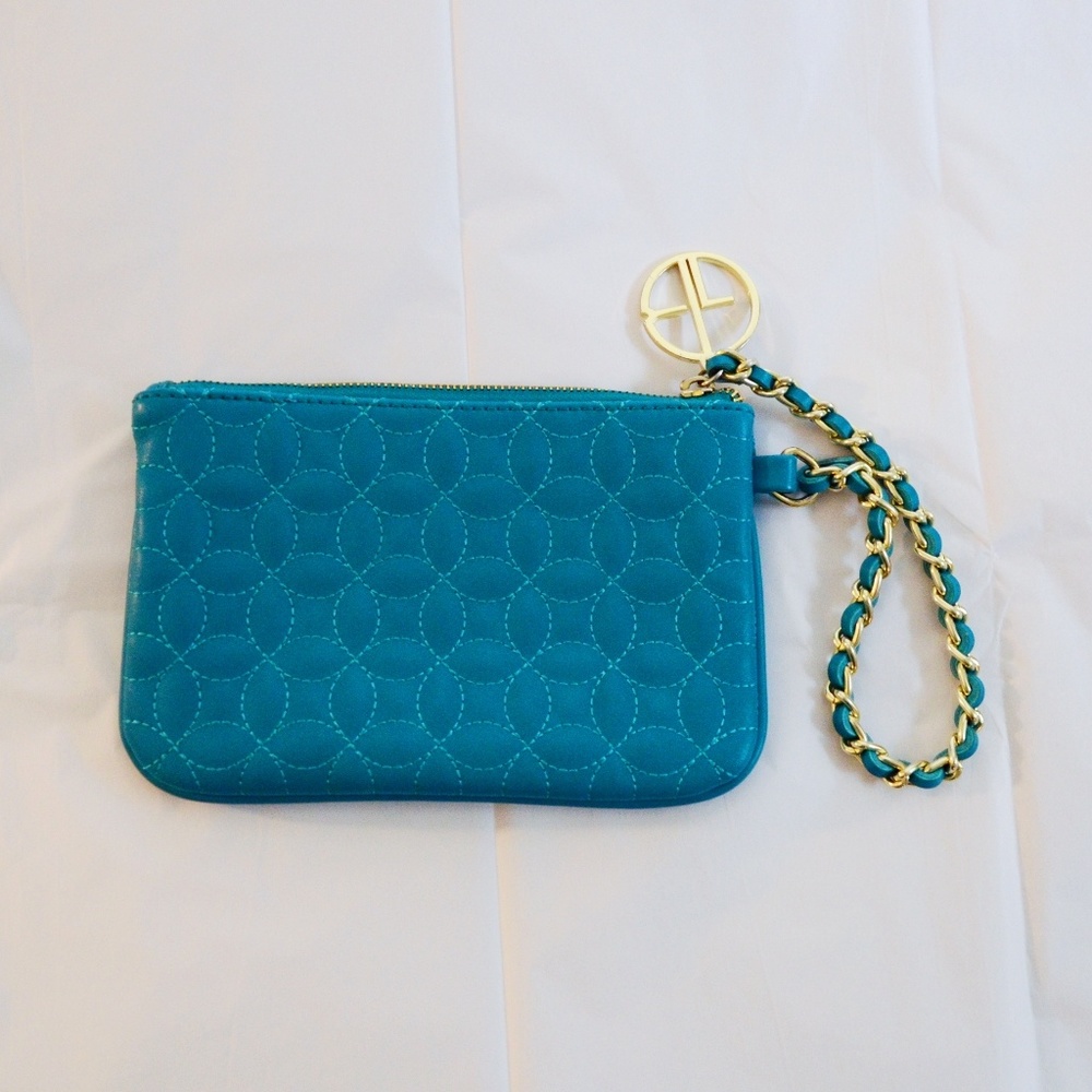 LIKE FOR PRICE DROP Turquoise & Gold Clutch Purse